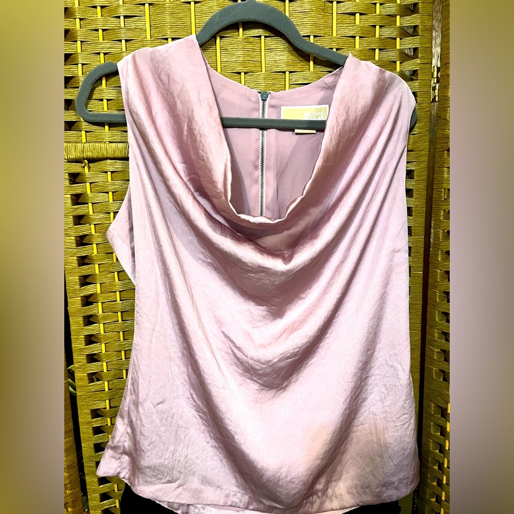 #4 Elegant Michael Kors Ruched Silk-like Sleeveless Shell-Size 8p